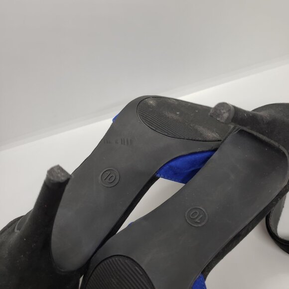 Blue Point Toe Suede Pumps Women's 10 Mossimo Supply Ankle Strap Zip Heels - Picture 11 of 14